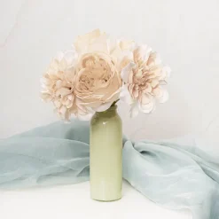 Dahlia & Cabbage Rose Bouquet Beige (28cmH)