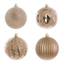 Decorative Assorted Hanging Baubles Set 24 Rose Gold (8cmD)