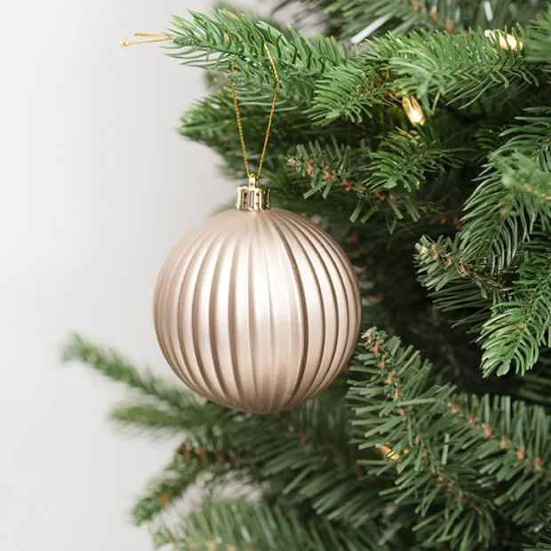 Decorative Assorted Hanging Baubles Set 24 Rose Gold (8cmD)