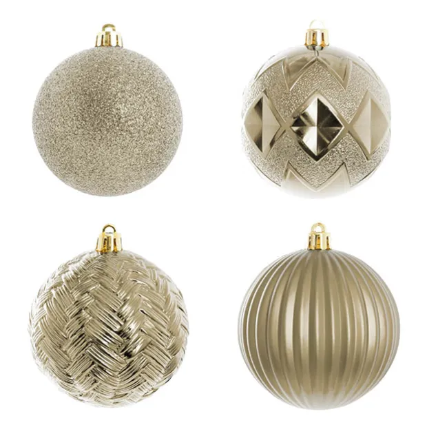 Decorative Assorted Hanging Baubles Set 24 Champagne (8cmD)