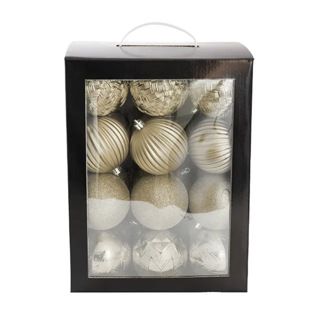 Decorative Assorted Hanging Baubles Set 24 Champagne (8cmD)