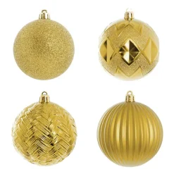 Decorative Assorted Hanging Baubles Set 24 Gold (8cmD)