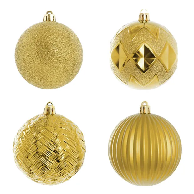 Decorative Assorted Hanging Baubles Set 24 Gold (8cmD)