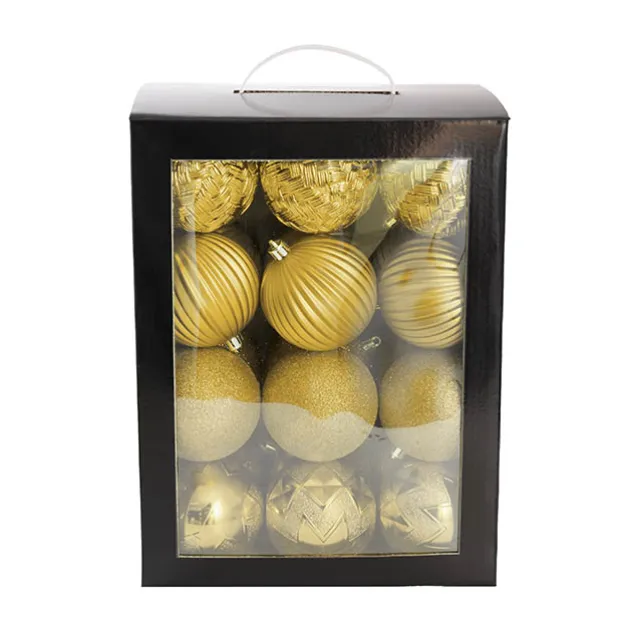 Decorative Assorted Hanging Baubles Set 24 Gold (8cmD)