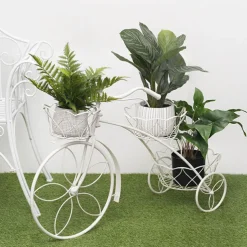 Decorative Bicycle Planter Shelf Display Stand White (62cmH)