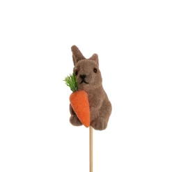 Decorative Bunny Rabbit Pick w Carrot Pack 2 Brown (25cmH)