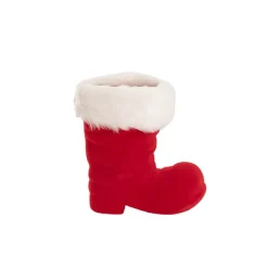 Decorative Flocked Santa's Boot Red (18cmH)