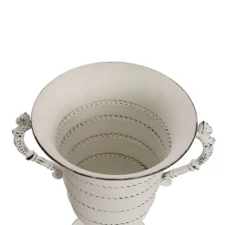 Decorative Flute Metal Vase Antique White (30.5x24x35.5cmH)