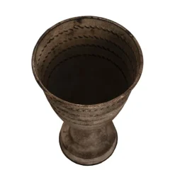 Decorative Flute Metal Vase Pot Vintage Silver (16x27.5cmH)