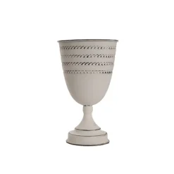 Decorative Flute Metal Vase Pot White (16cmDx27.5cmH)