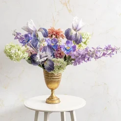 Decorative Flute Metal Vase Pot Brushed Gold (16x27.5cmH)