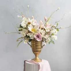 Decorative Flute Metal Vase Brushed Gold (30.5x24x35.5cmH)