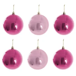 Decorative Hanging Baubles Set 6 Ombre Pink (10cmD)