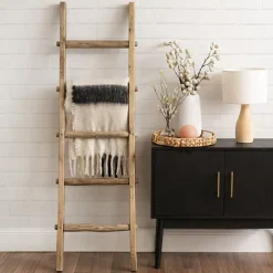 Decorative Wooden Ladder Washed Brown (47x5.3x150cmH)