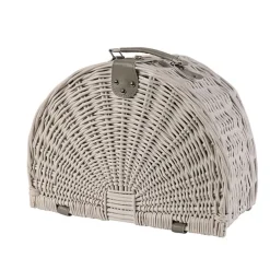 Deluxe 4 Person Picnic Basket Satin White (41x31x22cmH)