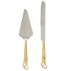 Diamante Heart Cake Knife Set Gold (23Wx340mmL & 70Wx290mmL)