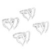 Diamante Heart Napkin Ring Pack 4 Silver (4cmD)