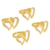 Diamante Heart Napkin Ring Pack 4 Gold (4mD)