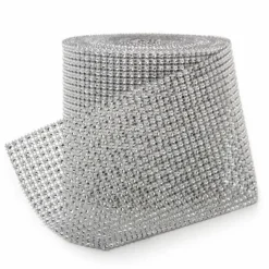 Diamante Mesh Roll Silver (11.5cmDx9.14m)
