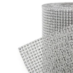 Diamante Mesh Roll Silver (11.5cmDx9.14m)