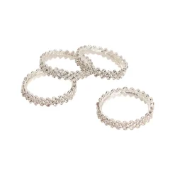 Diamante Napkin Ring Pack 4 Silver (4.5cmD)