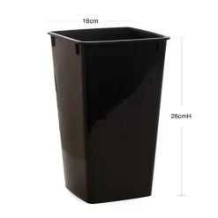 Display Flower Bucket Plastic Square 4L Black (16x16x26cmH)