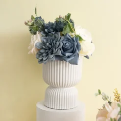 DIY Rose Peony & Dahlia Arrangement Box Blue (26x25x6cmH)