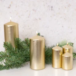 Dome Pillar Event Candle Pack 4 25 HRS Gold (5x7.5cmH)