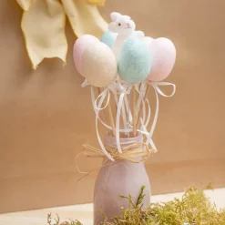 Easter Egg Picks Set 6 Pink Blue Cream (5cmDx25cmH)