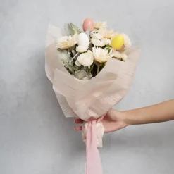 Easter Egg Picks Set 6 White Yellow Coral (5cmDx25cmH)