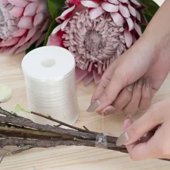 Elastic Bouquet Tying Tape Roll Clear (6mmx150m)