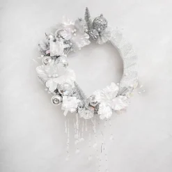 Elegant Acrylic Crystal Cascading Spray Silver (90cmH)