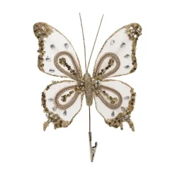 Elegant Butterfly Clips Pack 2 White & Gold (14x17cm)