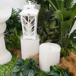 Elite Foldable Paper Plinth Set 2 White (31Dx35cmH & 45cmH)