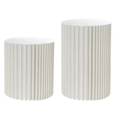 Elite Foldable Paper Plinth Set 2 White (31Dx35cmH & 45cmH)