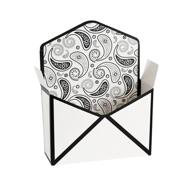 Envelope Flower Box Large Paisley White Pk5 (23Lx8Dx16cmH)