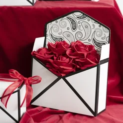 Envelope Flower Box Large Paisley White Pk5 (23Lx8Dx16cmH)