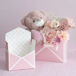 Envelope Flower Box Large Spots Pink Pack 5 (23Lx8Dx16cmH)