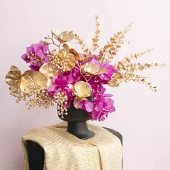 Eucalyptus Short Stem Spray Metallic Gold (35cmH)