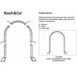 Event Arch Backdrop Frame White (140x40x230cmH)