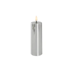 Event LED Trueflame Flickering Pillar Candle Chrome 5DX16cmH