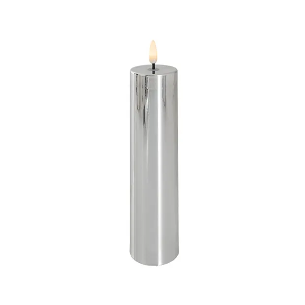 Event LED Trueflame Flickering Pillar Candle Chrome 5DX21cmH