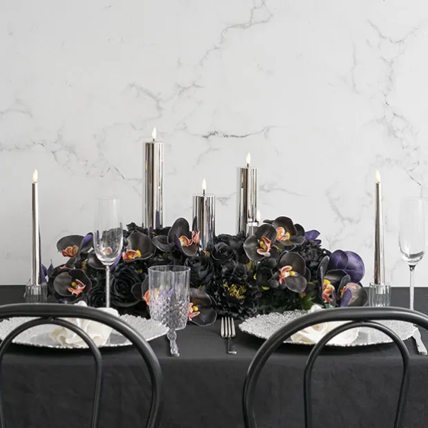 Event LED Trueflame Flickering Pillar Candle Chrome 5DX21cmH