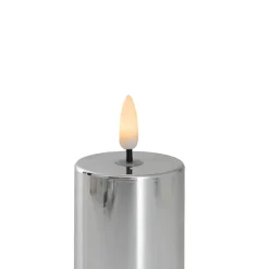 Event LED Trueflame Flickering Pillar Candle Chrome 5DX21cmH