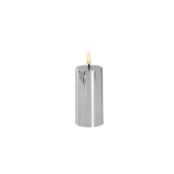 Event LED Trueflame Flickering Pillar Candle Chrome 5DX10cmH