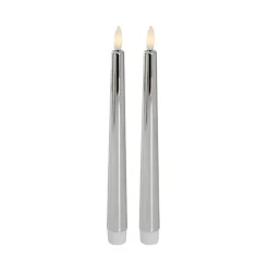 Event LED Trueflame Taper Candle Chrome 2 Pack (2.2x22.5cmH)