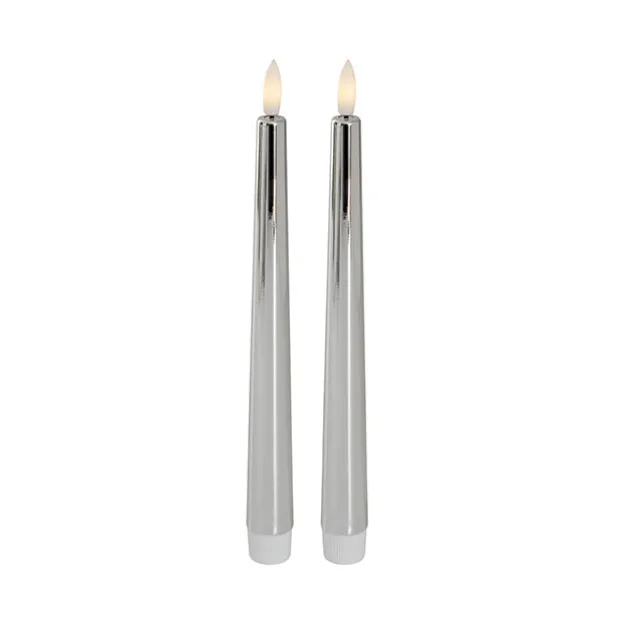 Event LED Trueflame Taper Candle Chrome 2 Pack (2.2x22.5cmH)