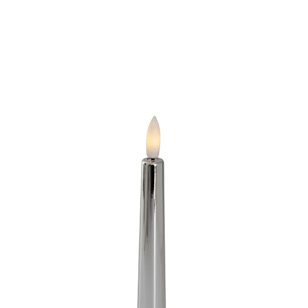 Event LED Trueflame Taper Candle Chrome 2 Pack (2.2x22.5cmH)