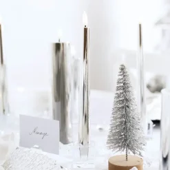 Event LED Trueflame Taper Candle Chrome 2 Pack (2.2x22.5cmH)