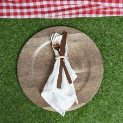 Faux Wood Look Charger Plate Pack 4 Brown (33cmD)